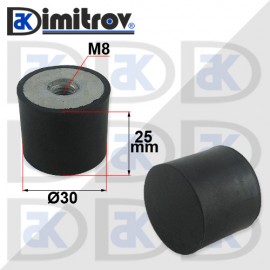 Антивибрационен тампон М 8 х Ø 30  х 25 mm